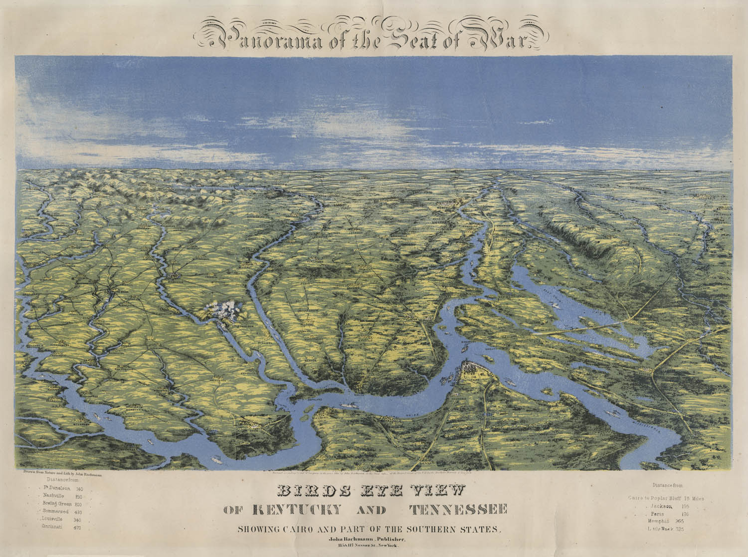 Panorama of the Seat of War. Bird’s Eye View of Kentucky and Tennessee Showing Cairo and Part of the Southern States